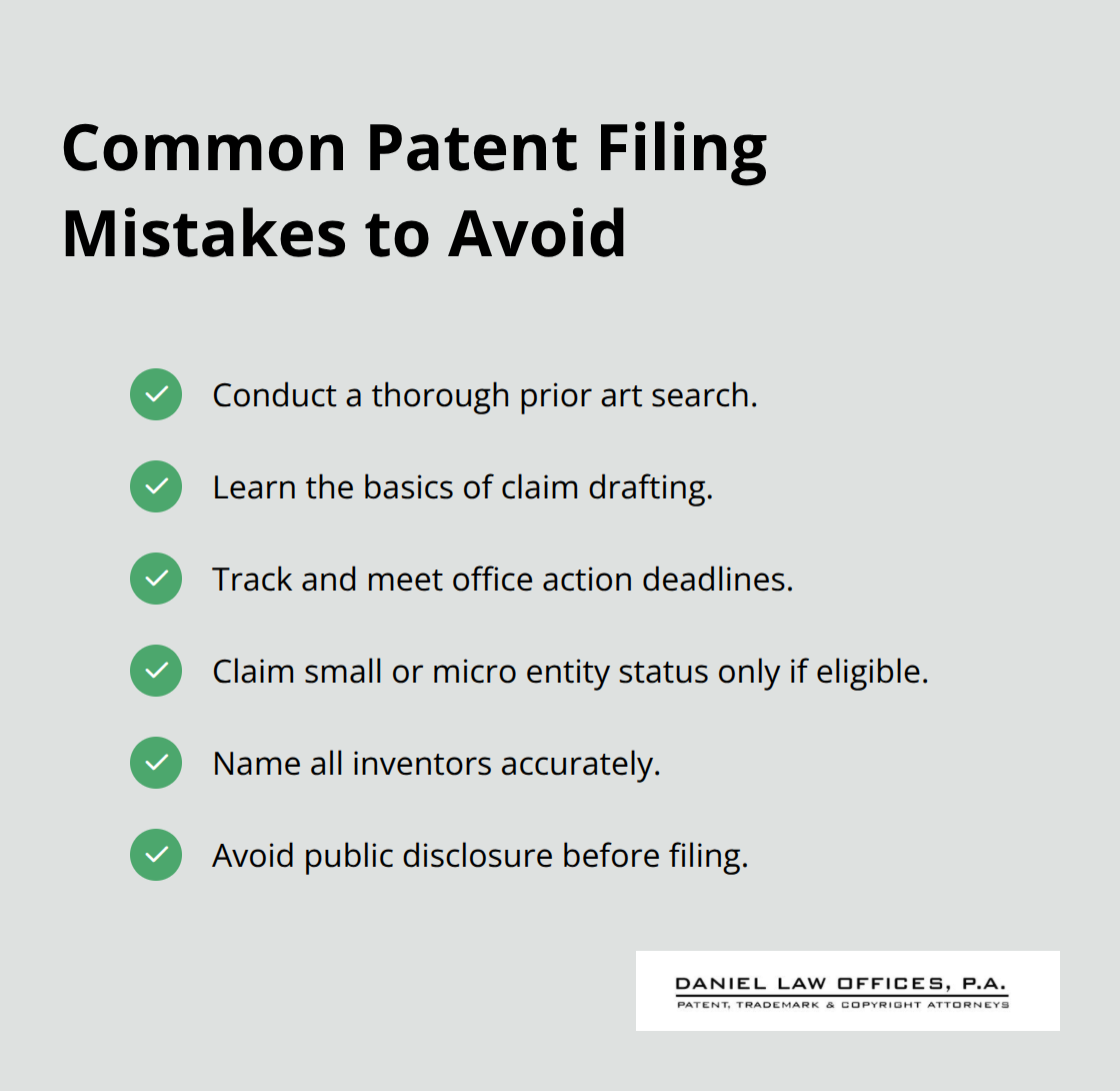 Checklist of frequent patent filing pitfalls and how to avoid them - US patent filing steps
