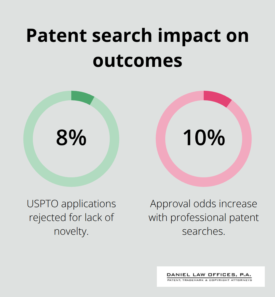 Visualization of novelty rejections and approval lift from professional searches - filing a patent application